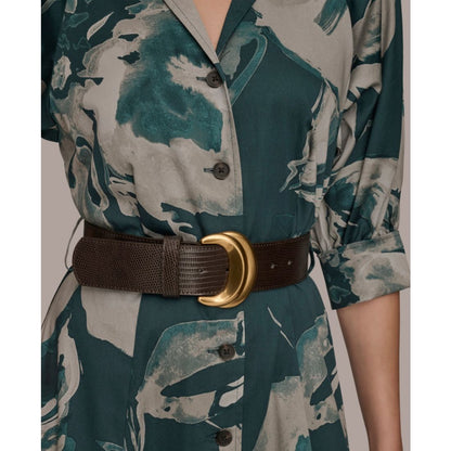 Donna Karan New York Women's Floral Shirt Dress - Hudson/ Weathered Sage Multi