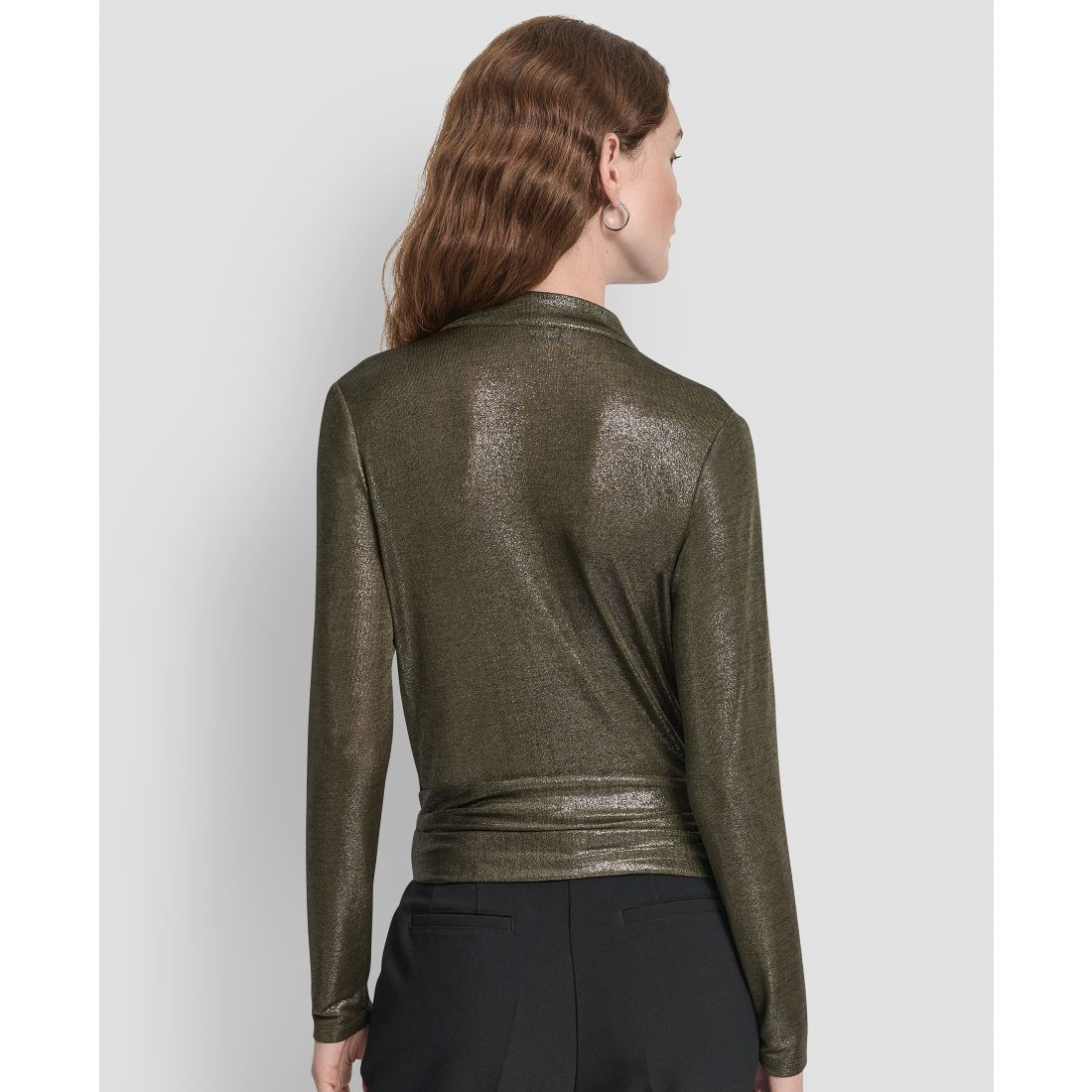 Dkny Women's Long Sleeve Heather Cowl Neck Top