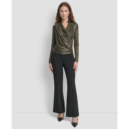 Dkny Women's Long Sleeve Heather Cowl Neck Top