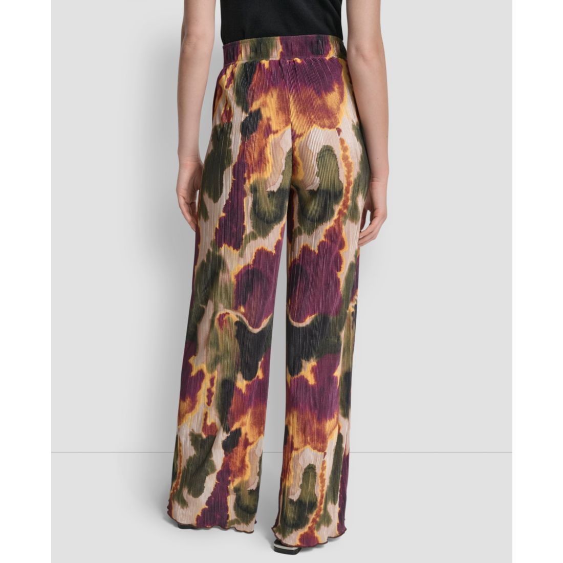Dkny Women's Printed Plisse Wide Leg Pants