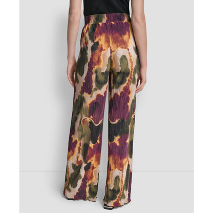 Dkny Women's Printed Plisse Wide Leg Pants