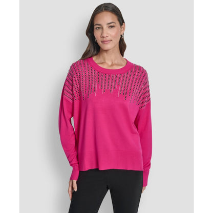Dkny Women's Hotfix Fringe Long Sleeve Sweater