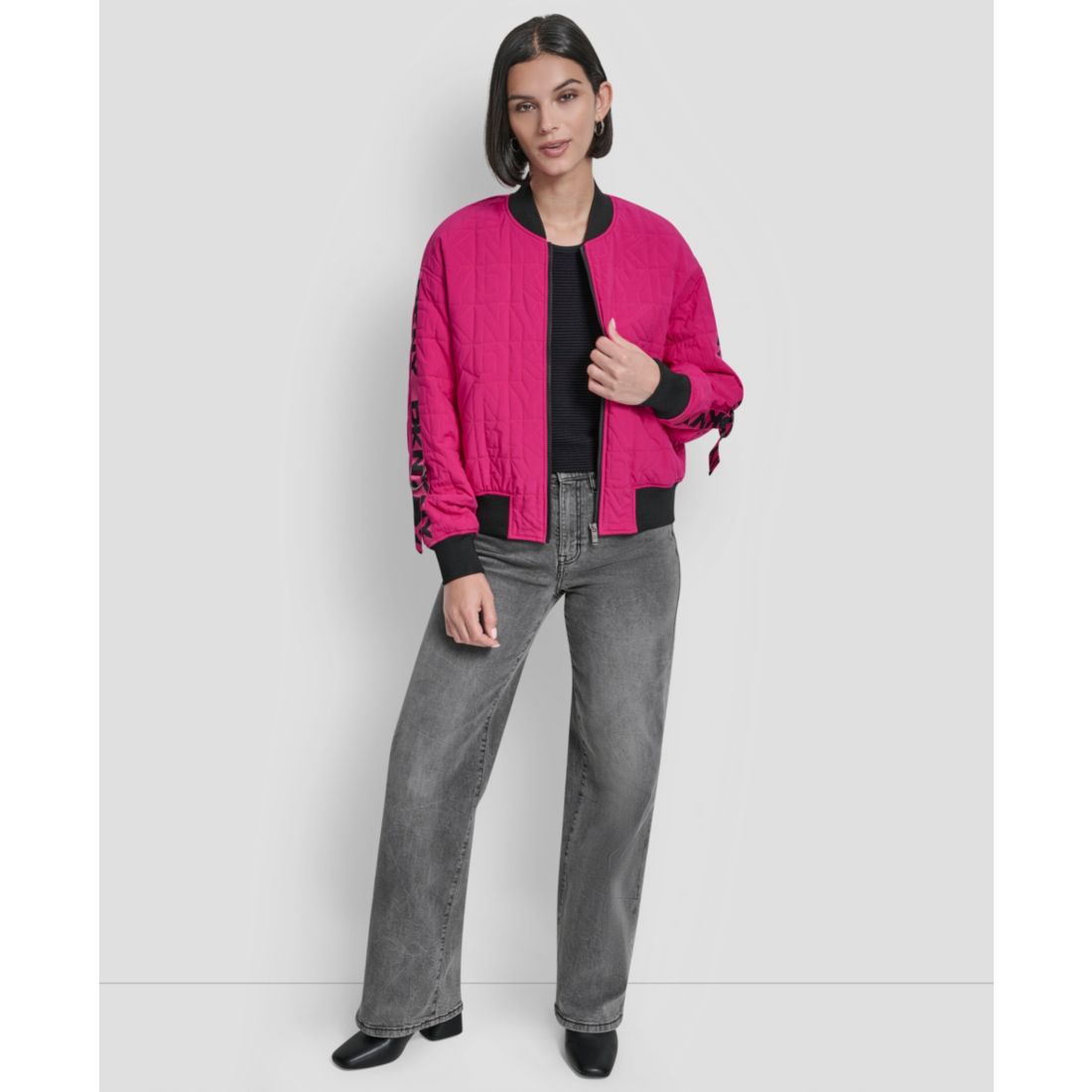 Dkny Women's Long-Sleeve Quilted Bomber Jacket