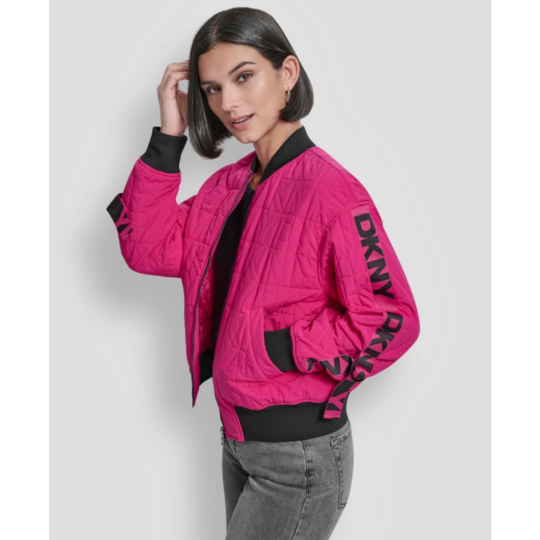 Dkny Women's Long-Sleeve Quilted Bomber Jacket