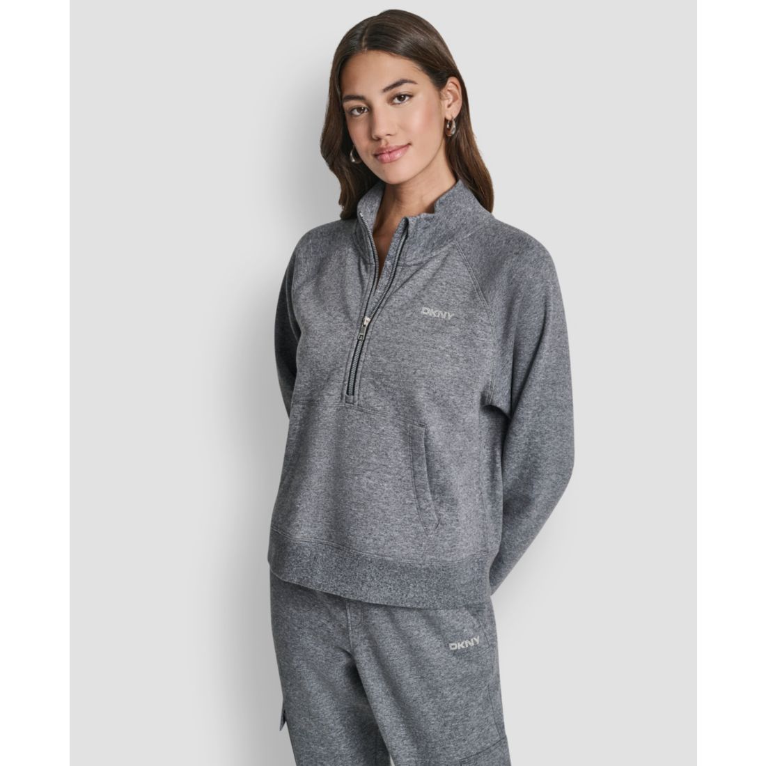 Dkny Sport Women's Studded-Logo Half-Zip Sweatshirt