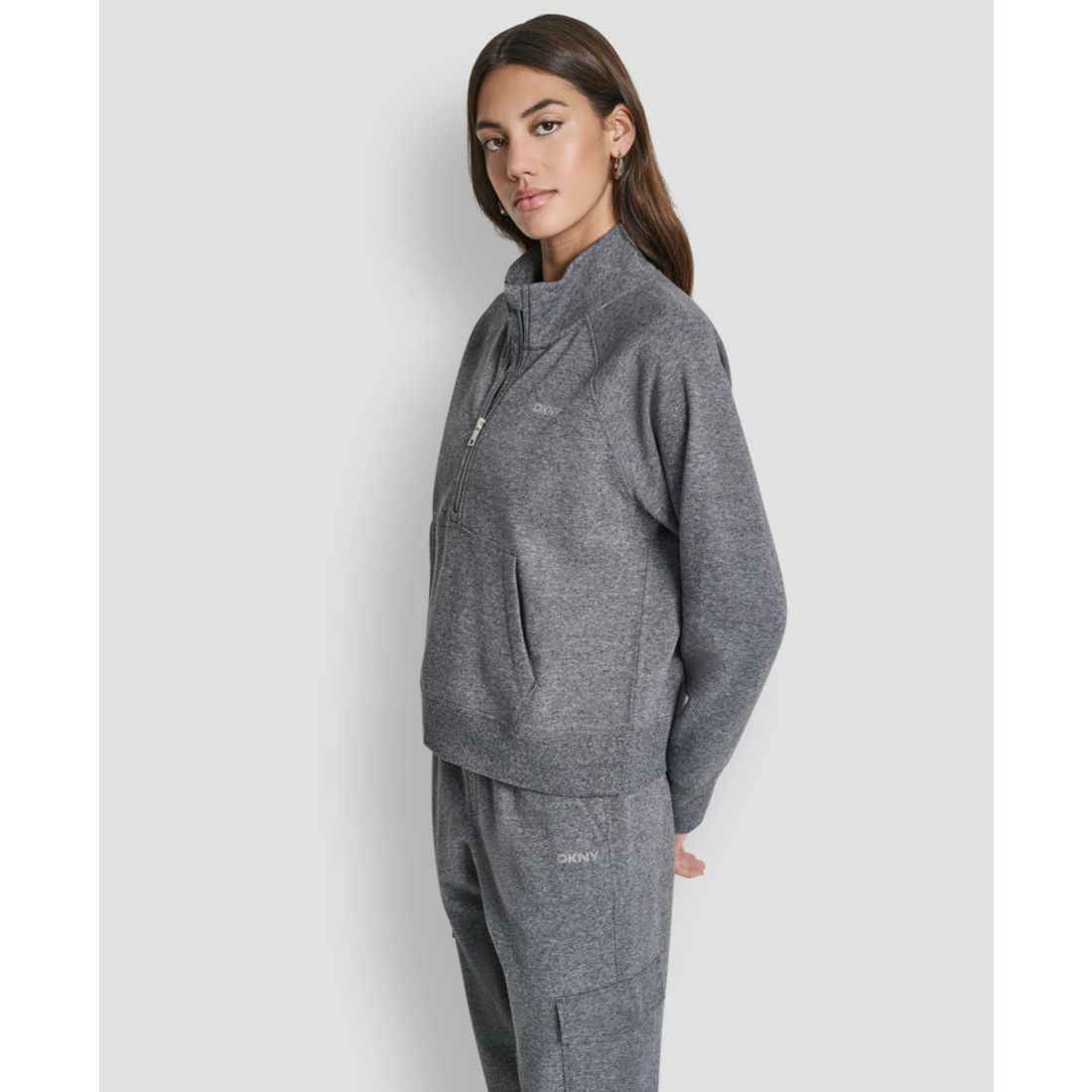 Dkny Sport Women's Studded-Logo Half-Zip Sweatshirt