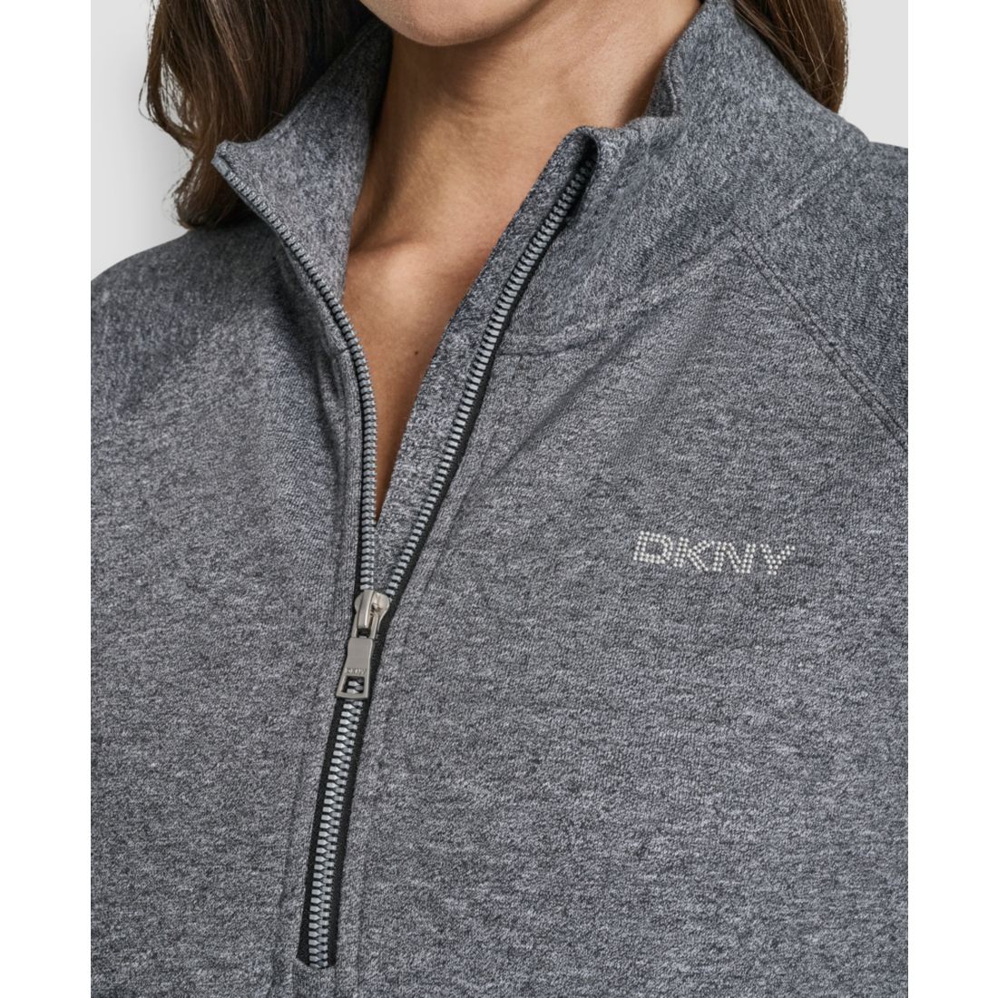 Dkny Sport Women's Studded-Logo Half-Zip Sweatshirt