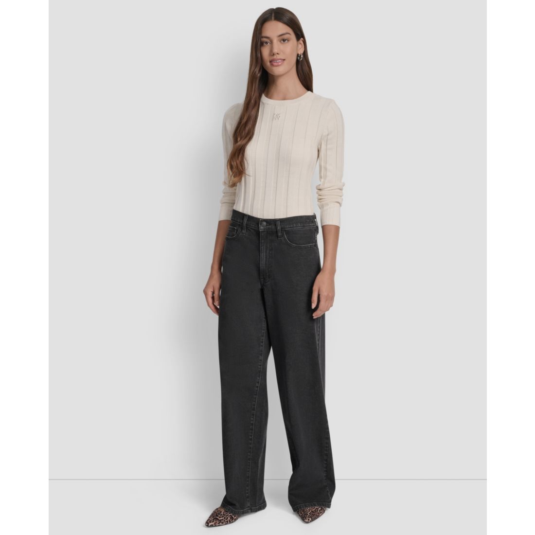 Dkny Jeans Women's High Rise Modern Wide Leg Jeans