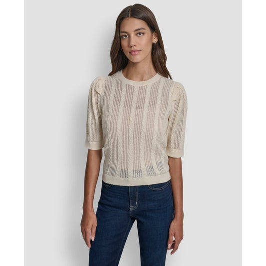 Dkny Jeans Women's Mixed Stitch Puff-Sleeve Sweater
