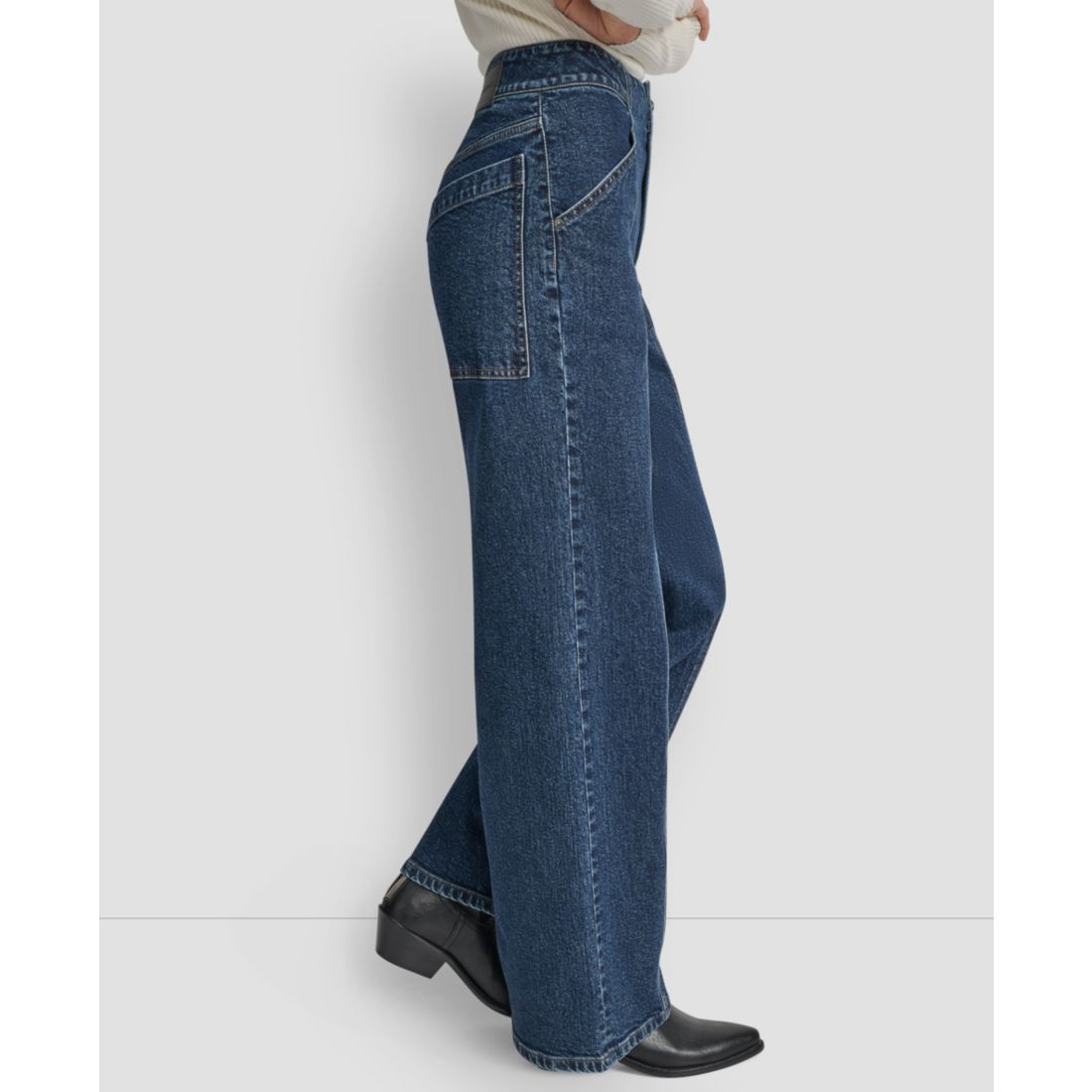 Dkny Jeans Women's High Rise Wide Leg Cargo Jeans