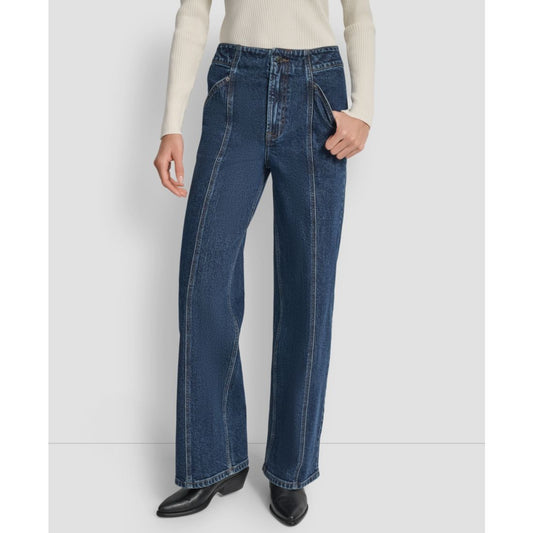 Dkny Jeans Women's High Rise Wide Leg Cargo Jeans