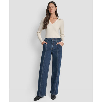 Dkny Jeans Women's High Rise Wide Leg Cargo Jeans