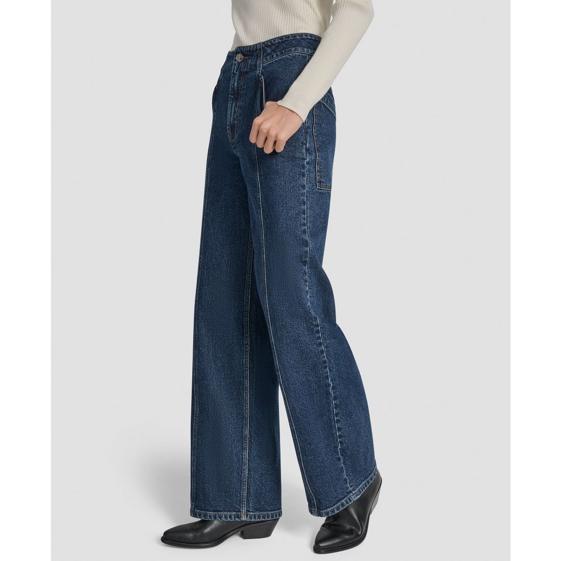 Dkny Jeans Women's High Rise Wide Leg Cargo Jeans