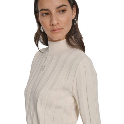 Dkny Jeans Women's Mock Neck Cotton Rib Knit Sweater