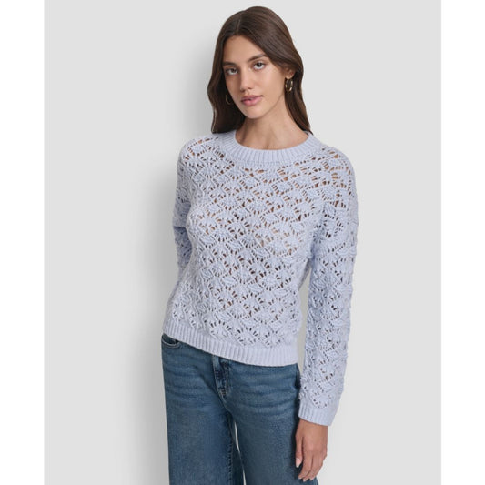 Dkny Jeans Women's Pointelle Long Sleeve Sweater