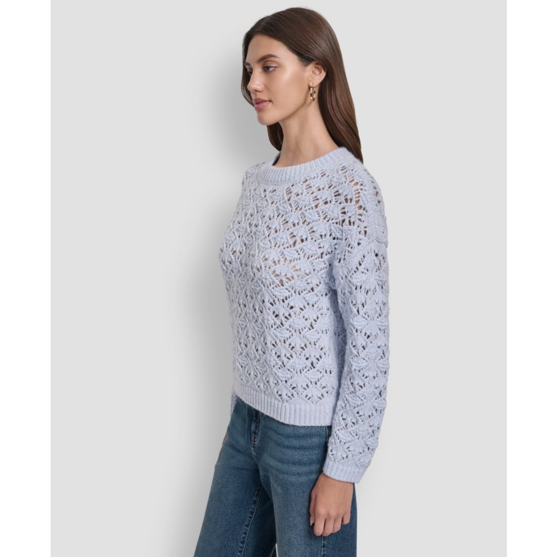 Dkny Jeans Women's Pointelle Long Sleeve Sweater