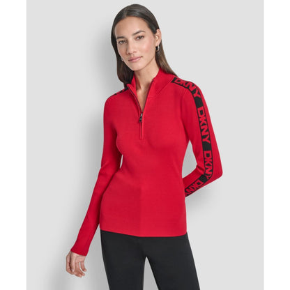 Dkny Women's Quarter Zip Mock Neck Sweater
