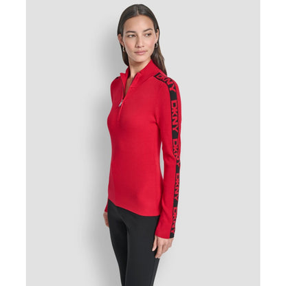 Dkny Women's Quarter Zip Mock Neck Sweater