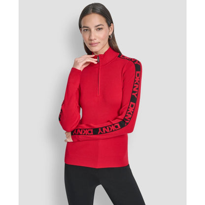 Dkny Women's Quarter Zip Mock Neck Sweater