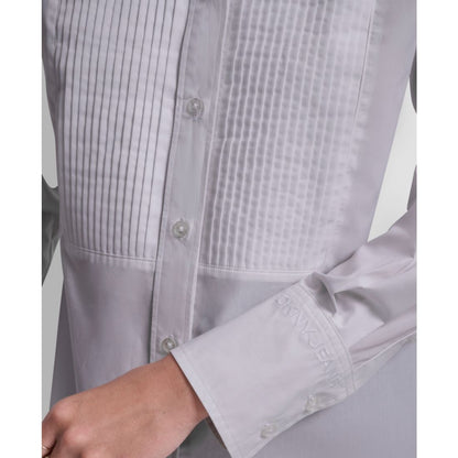Dkny Jeans Women's Pleat Front Long Sleeve Shirt