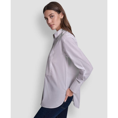 Dkny Jeans Women's Pleat Front Long Sleeve Shirt