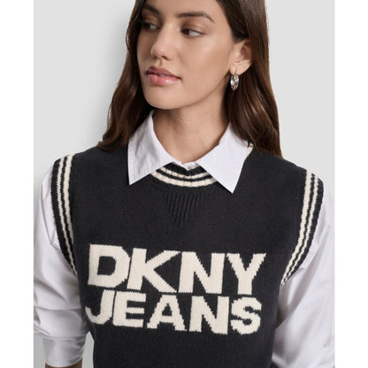 Dkny Jeans Women's Logo Detail Sleeveless Sweater