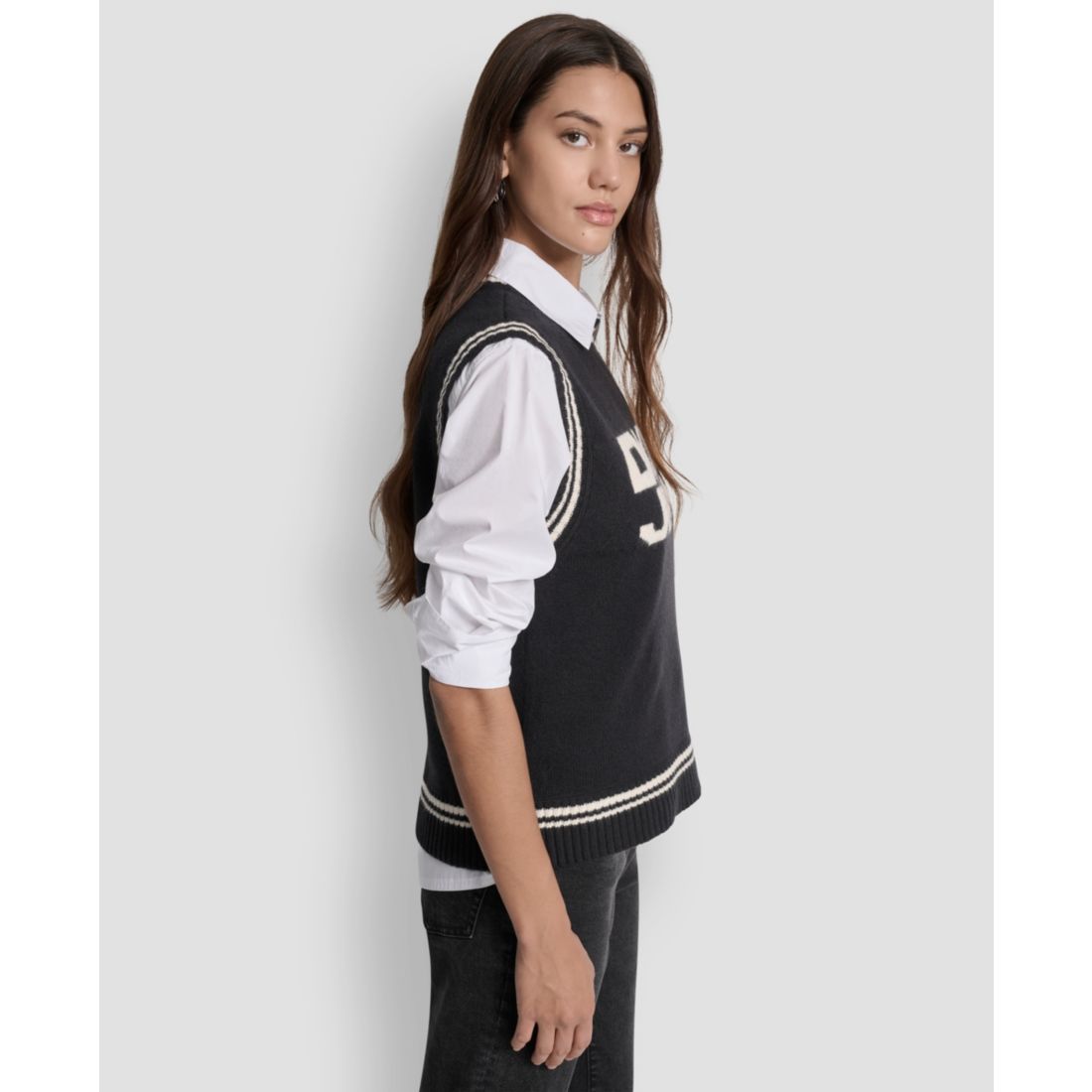 Dkny Jeans Women's Logo Detail Sleeveless Sweater
