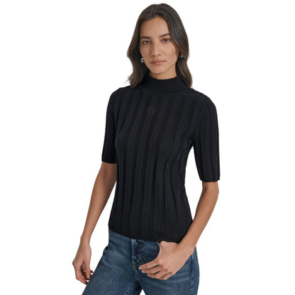 Dkny Jeans Women's Mock Neck Cotton Rib Knit Sweater