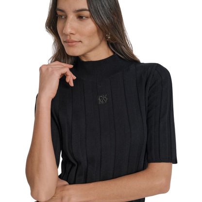 Dkny Jeans Women's Mock Neck Cotton Rib Knit Sweater