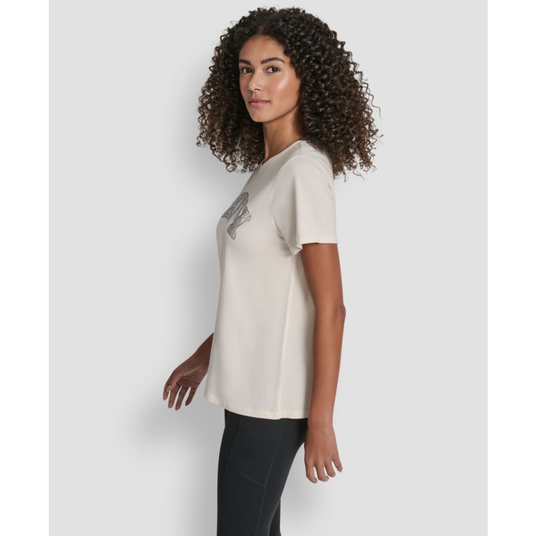 Dkny Women's Arched Exploded Rhinestone Crewneck T-Shirt