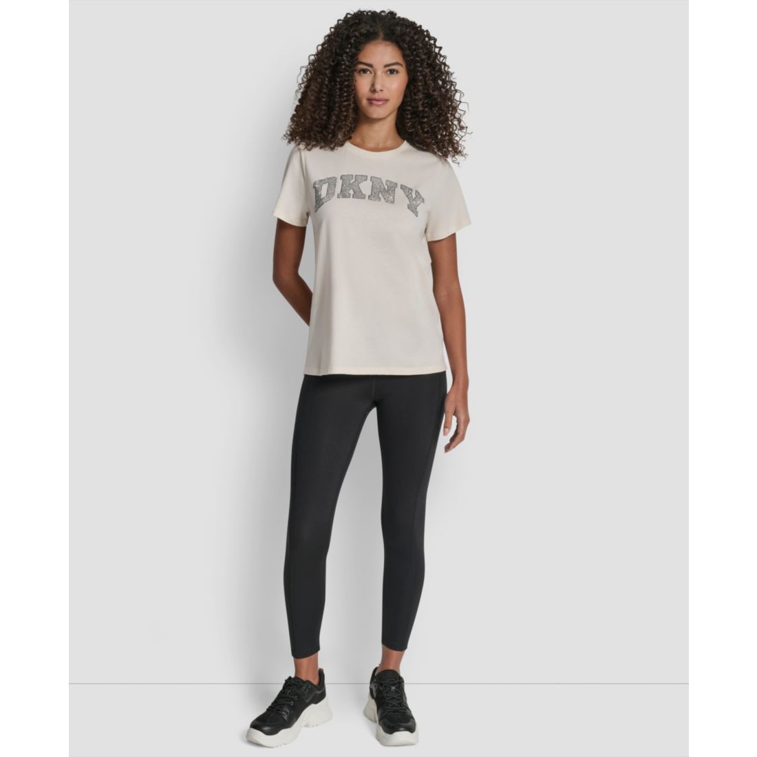 Dkny Women's Arched Exploded Rhinestone Crewneck T-Shirt