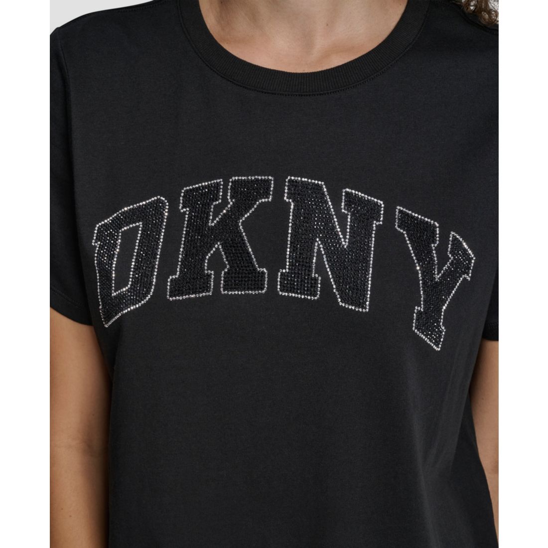 Dkny Women's Arched Exploded Rhinestone Crewneck T-Shirt
