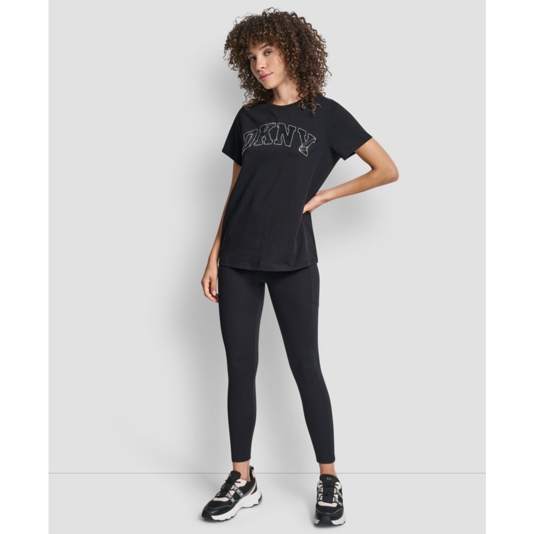 Dkny Women's Arched Exploded Rhinestone Crewneck T-Shirt