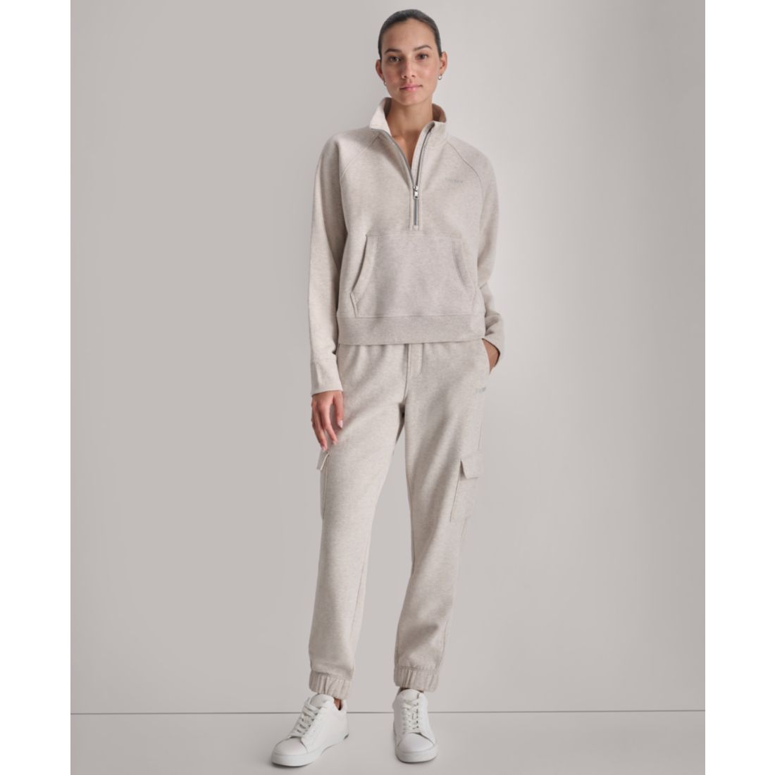 Dkny Sport Women's Studded-Logo Half-Zip Sweatshirt
