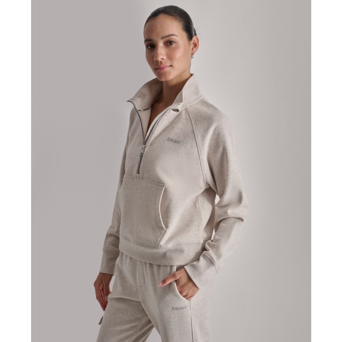 Dkny Sport Women's Studded-Logo Half-Zip Sweatshirt