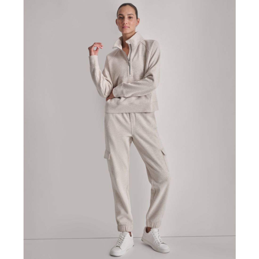Dkny Sport Women's Studded-Logo Half-Zip Sweatshirt