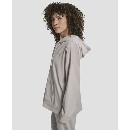 Dkny Women's Platinum Velour Rhinestone Logo Full-Zip Hoodie