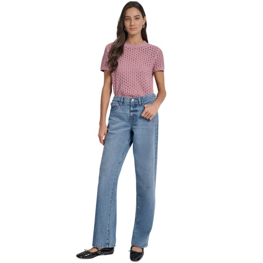 Dkny Jeans Women's Mid-Rise Relaxed Straight-Leg Cotton Jeans