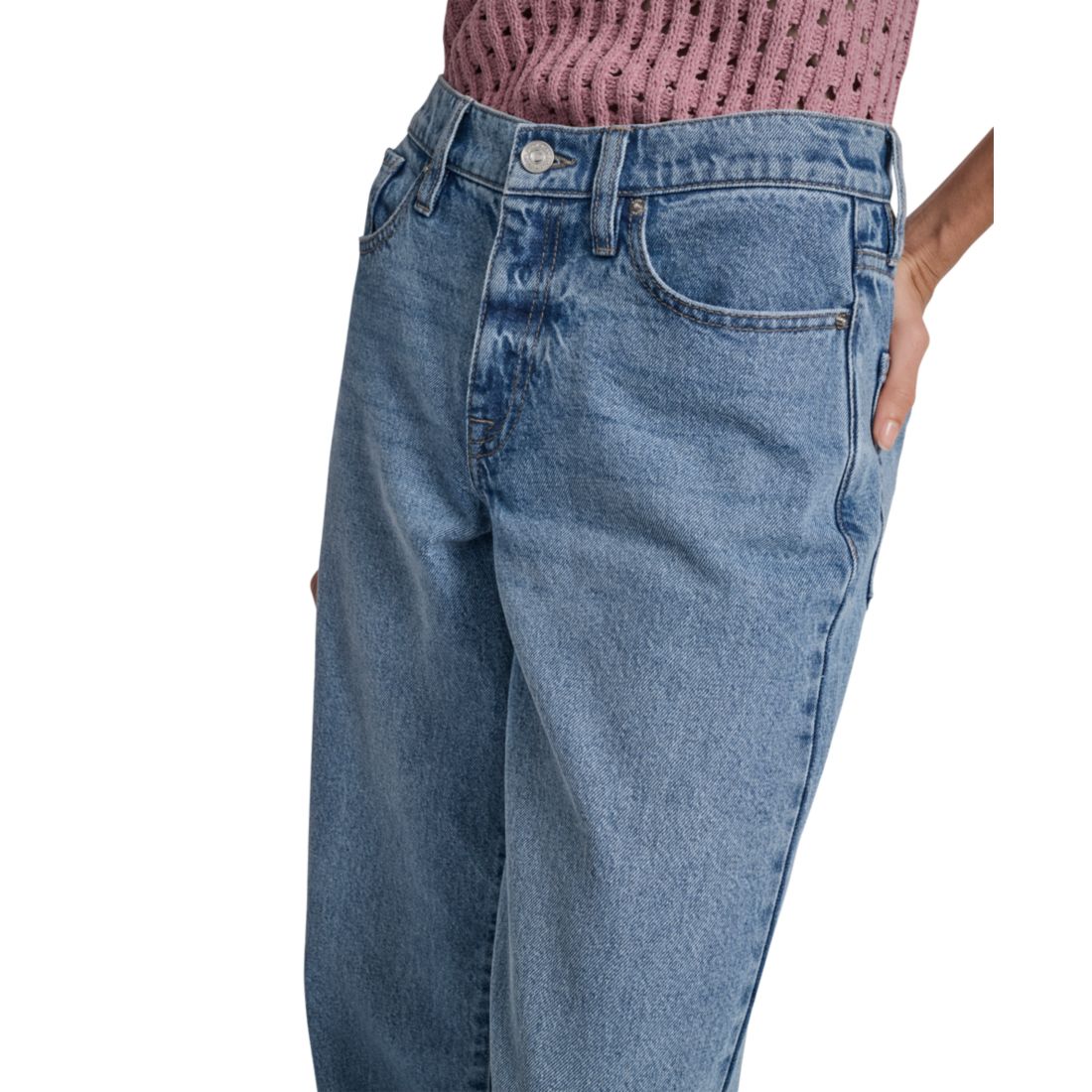 Dkny Jeans Women's Mid-Rise Relaxed Straight-Leg Cotton Jeans