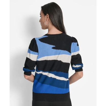 Dkny Women's Cotton Printed Elbow-Sleeve Sweater