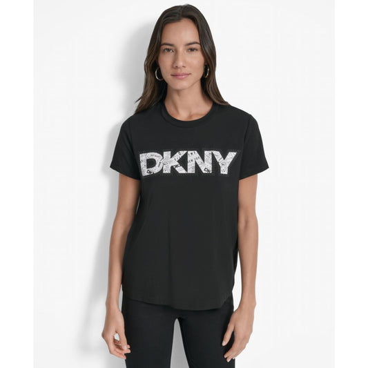 Dkny Women's Newspaper Logo Crewneck T-Shirt