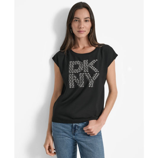 Dkny Women's Grommet Stack Logo Crewneck T-Shirt