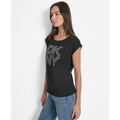 Dkny Women's Grommet Stack Logo Crewneck T-Shirt
