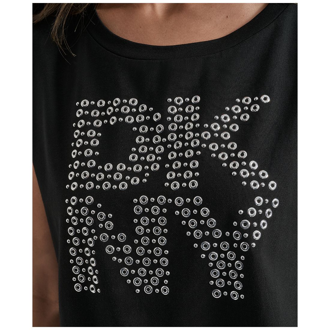 Dkny Women's Grommet Stack Logo Crewneck T-Shirt