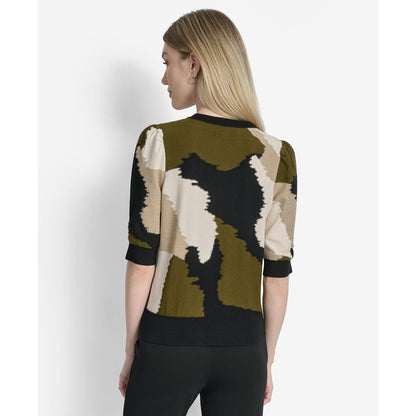 Dkny Women's Printed Puff-Sleeve Sweater