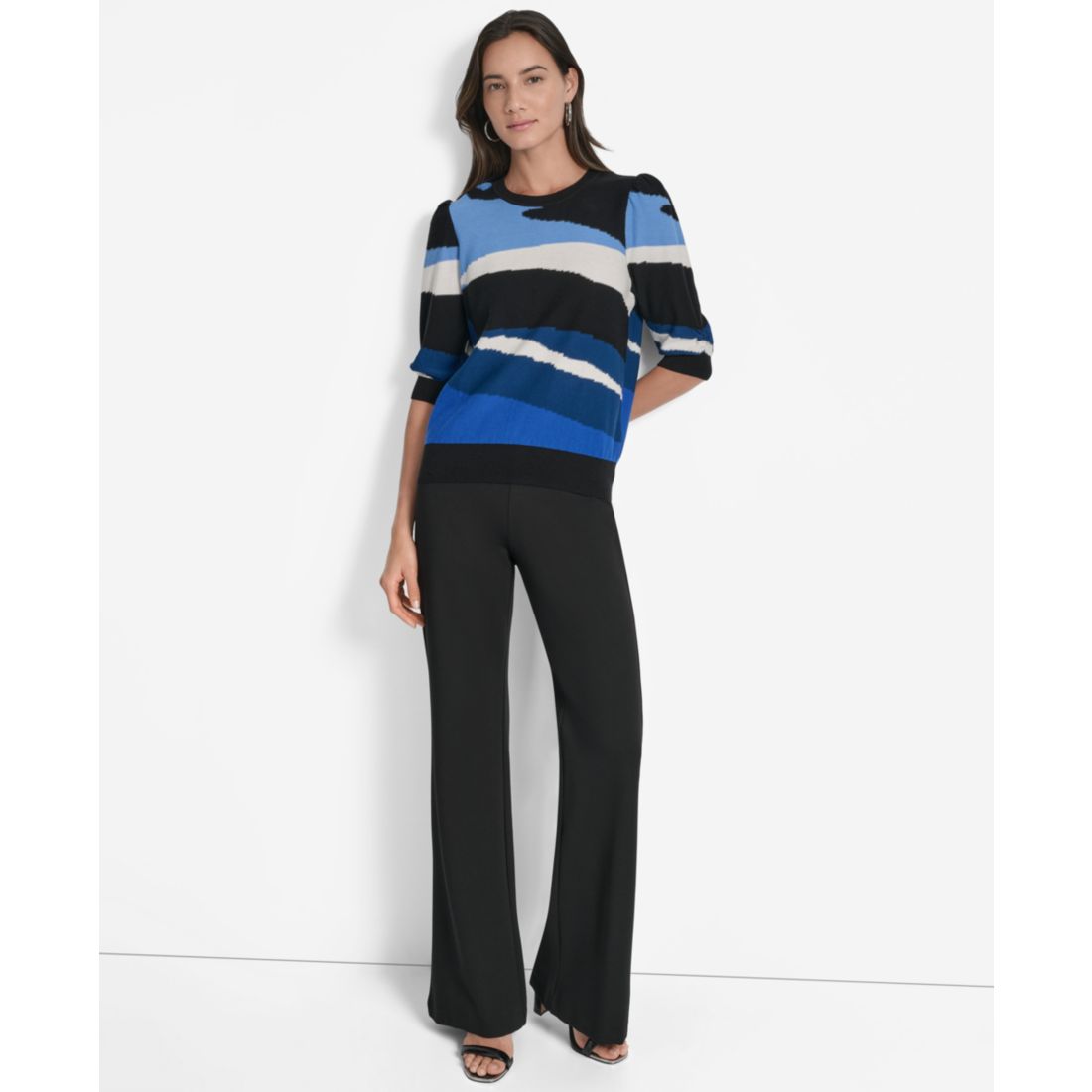 Dkny Women's Cotton Printed Elbow-Sleeve Sweater