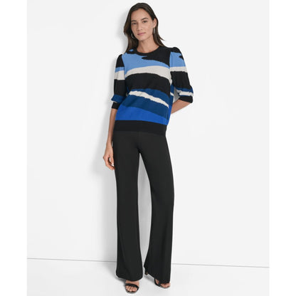 Dkny Women's Cotton Printed Elbow-Sleeve Sweater