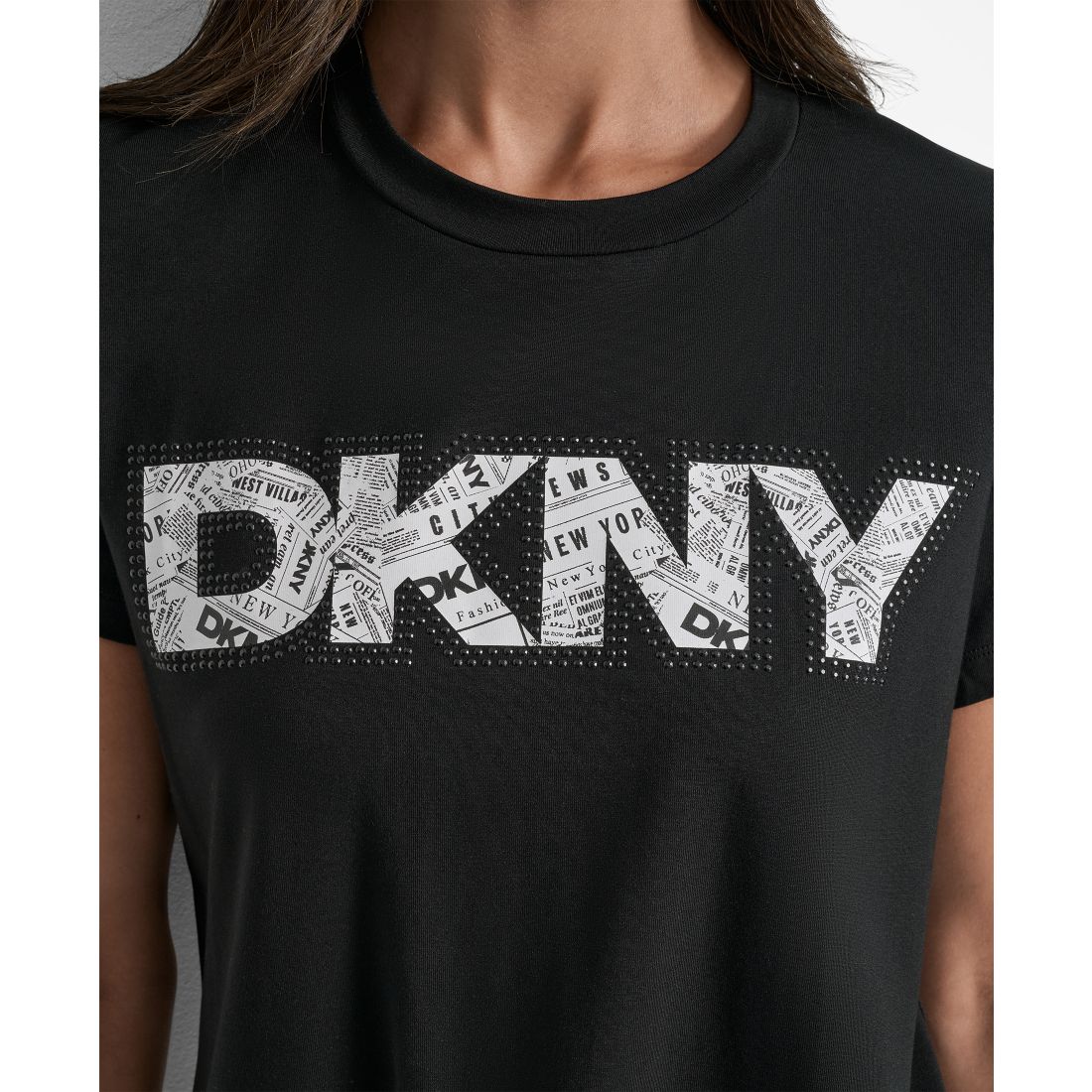 Dkny Women's Newspaper Logo Crewneck T-Shirt