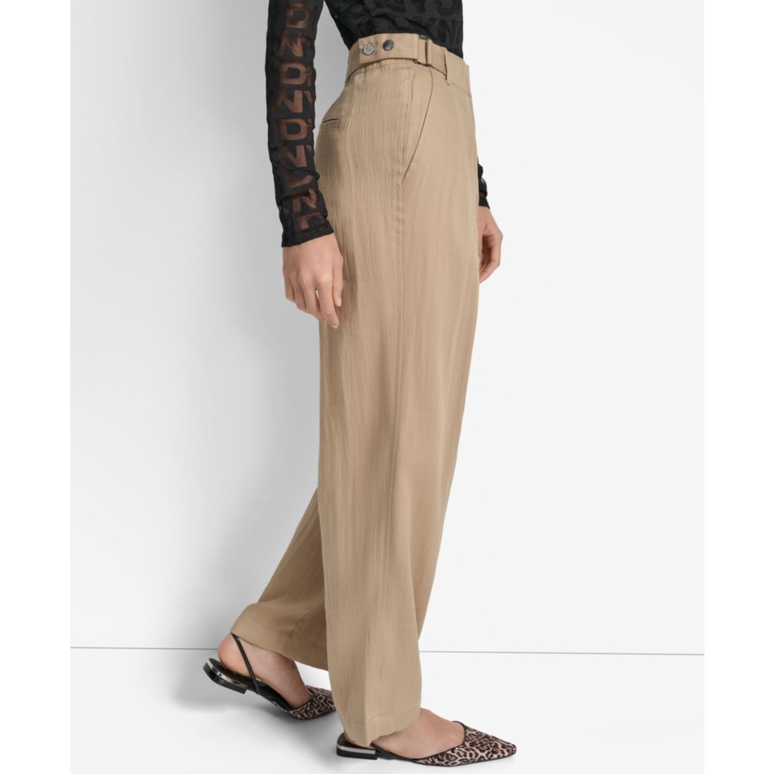 Dkny Women's Weathered Twill High-Rise Pants