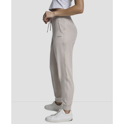 Dkny Women's Platinum Velour Rhinestone Logo Slim Fit Joggers